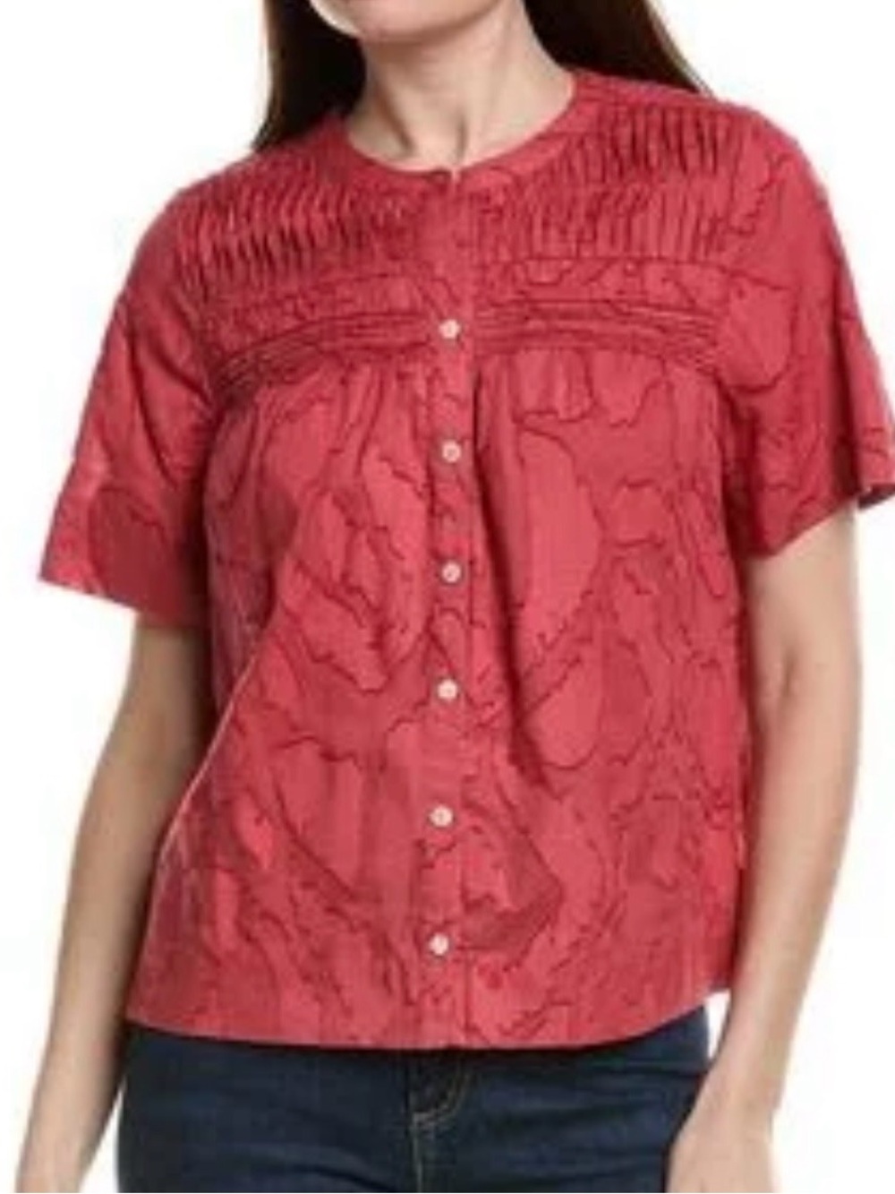 Tommy Bahama Red Short-Sleeve Button-Front Blouse